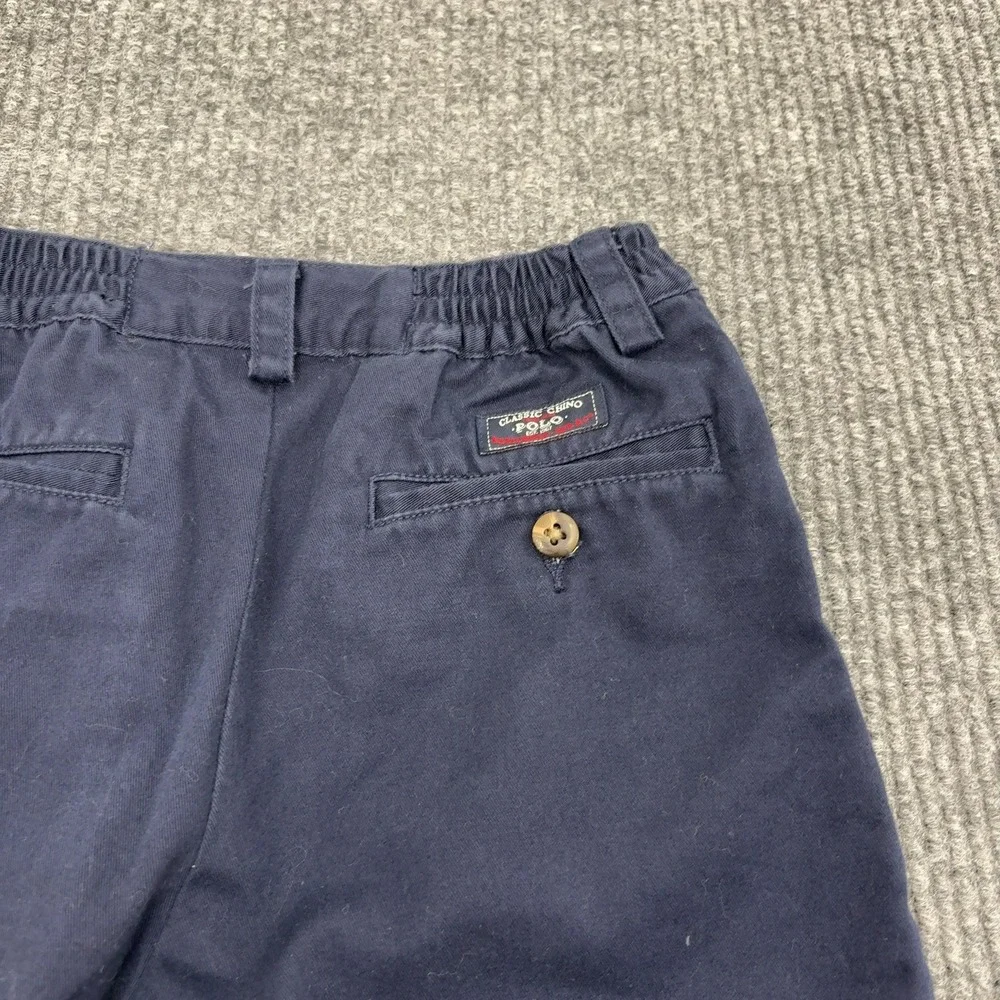 Polo Ralph‎ Lauren Shorts Boys 7 Navy Cotton Pleated Chino Elastic Back Preppy